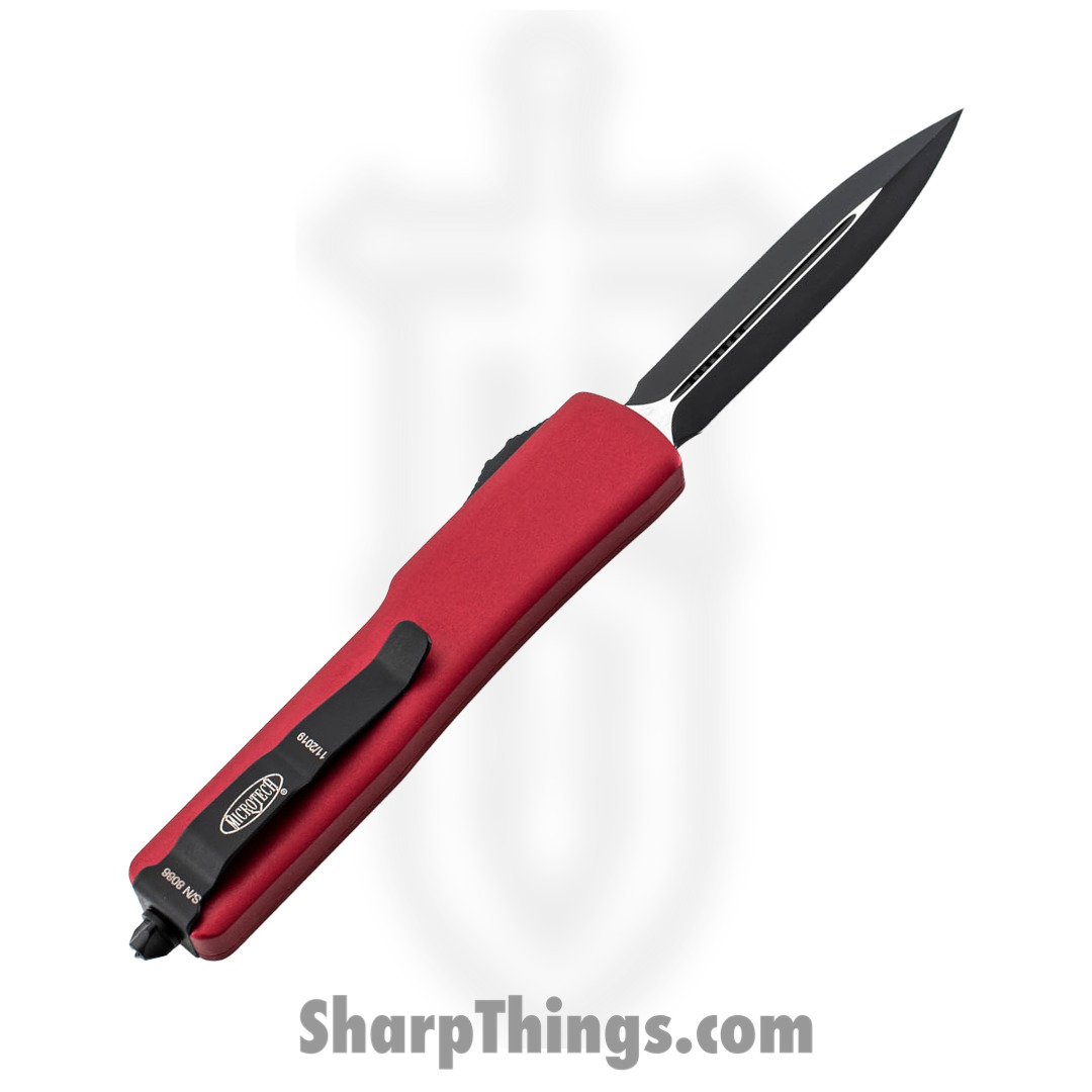 Microtech - 147-1RD - UTX-70 - OTF Auto - Elmax, M390, 204P Two Tone Dagger - 6061-T6 Aluminum - Red - Image 2