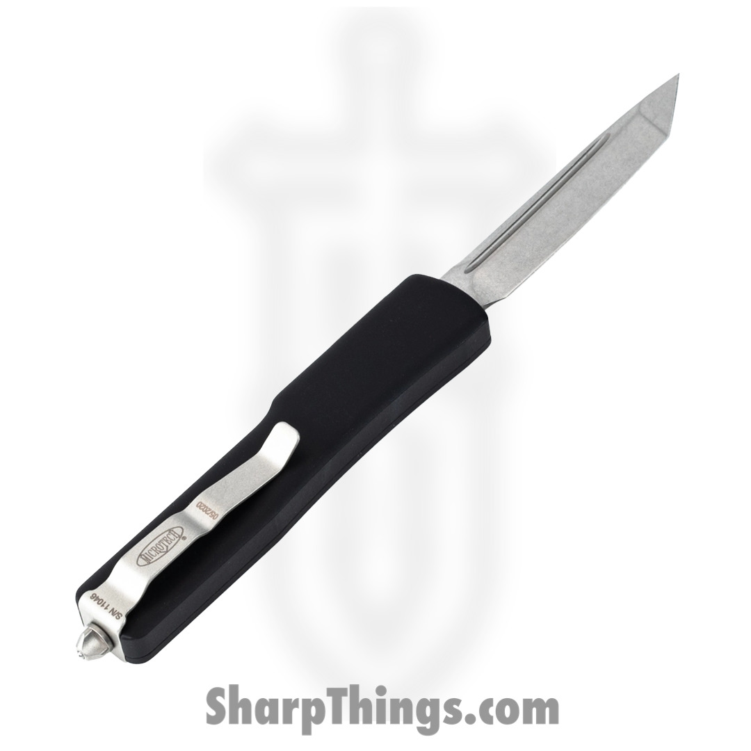 Microtech - 149-10 - UTX-70 - OTF Auto - Elmax, M390, 204P Stonewash Tanto - 6061-T6 Aluminum - Black - Image 2