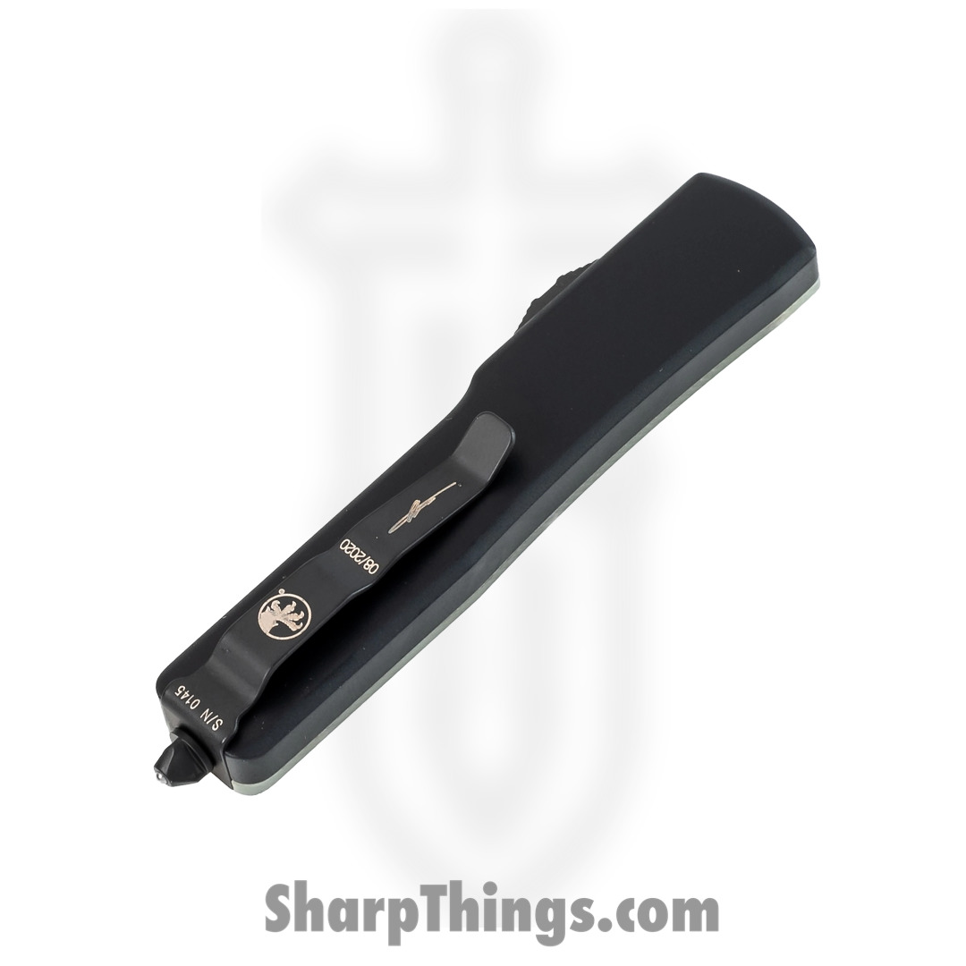 Microtech - 149-1GTJGS - UTX-70 Signature Series - OTF Auto - Elmax, M390, 204P Two Tone Tanto - 6061-T6 Aluminum/G10 - Black/Jade - Image 4