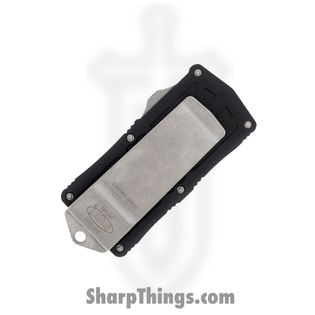 Microtech - 158-10AP - Exocet Money Clip - OTF Auto - M390 Apocalyptic Modified Tanto - 6061-T6 Aluminum - Black - Image 4