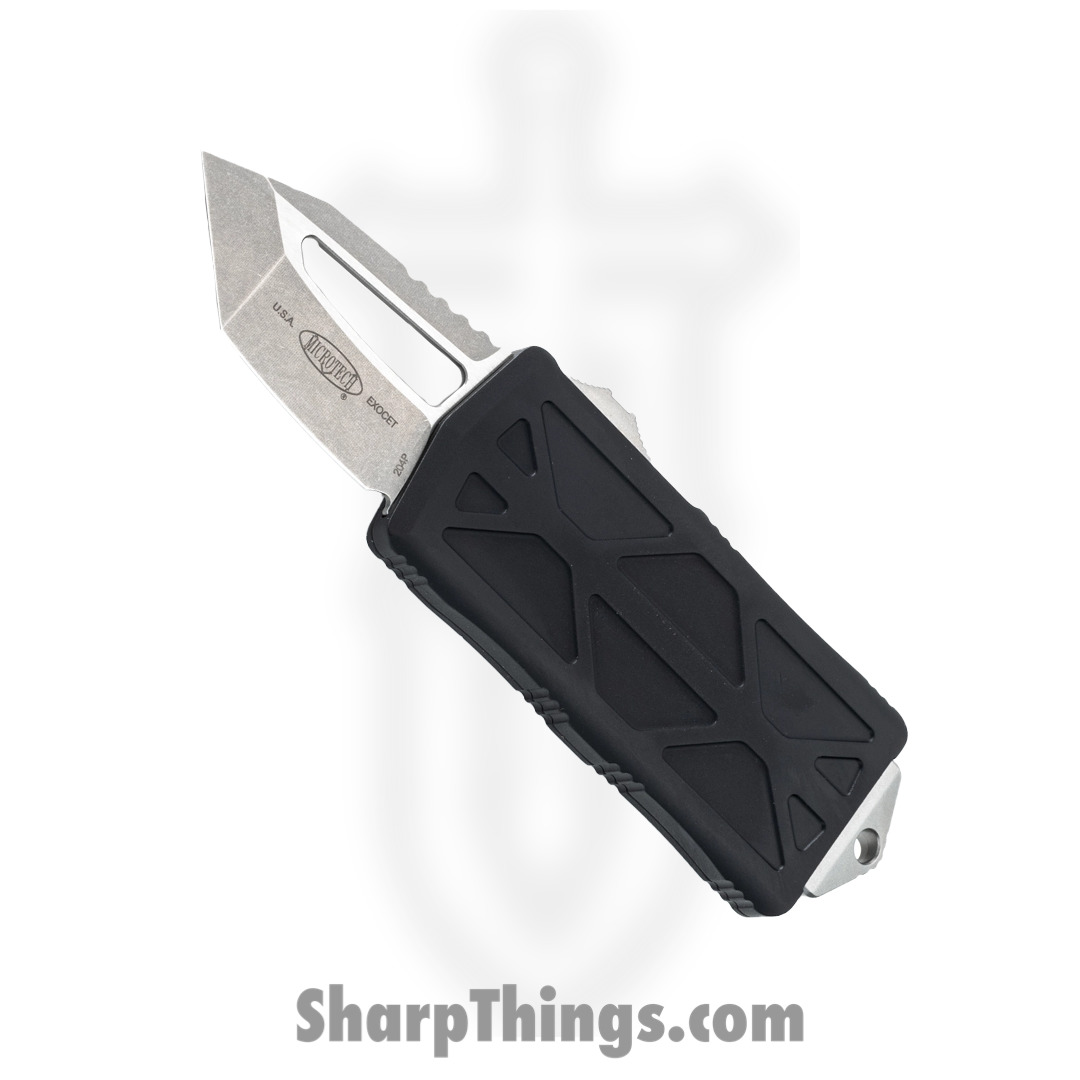 Microtech - 158-10 - Exocet Money Clip - OTF Auto - M390 Stonewash Modified Tanto - 6061-T6 Aluminum - Black