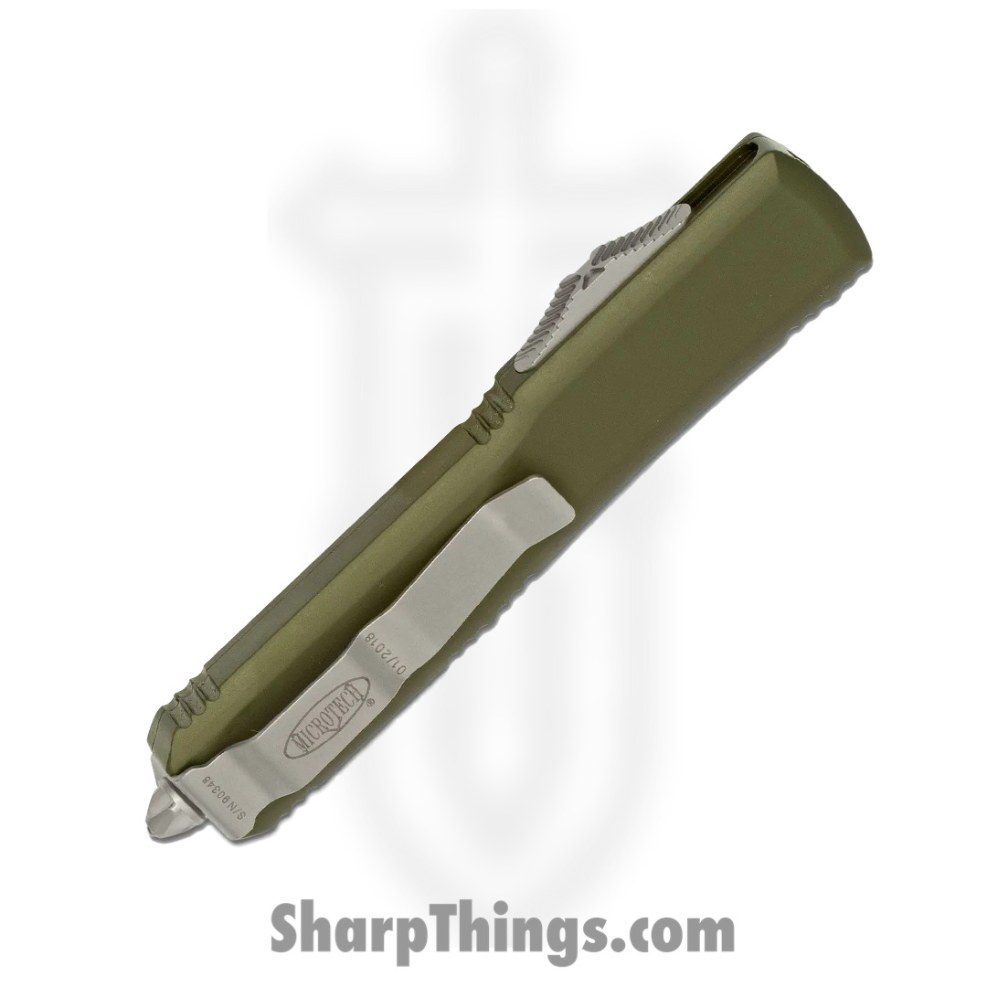 Microtech - 122-4OD - Ultratech - OTF Auto - M390 Satin Dagger - 6061-T6 Aluminum - OD Green - Image 4