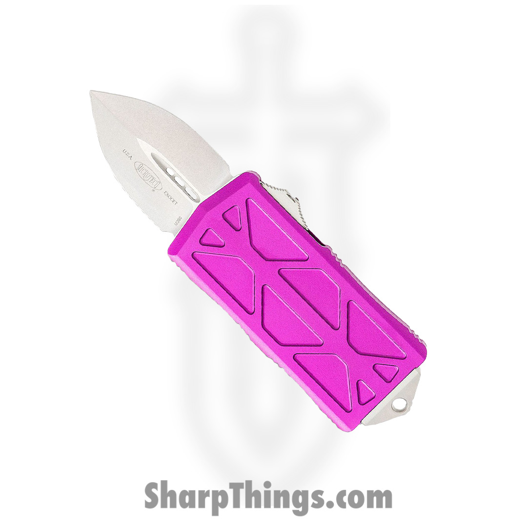 Microtech - 157-10VI - Exocet Money Clip - OTF Auto - M390 Stonewash Dagger - 6061-T6 Aluminum - Violet