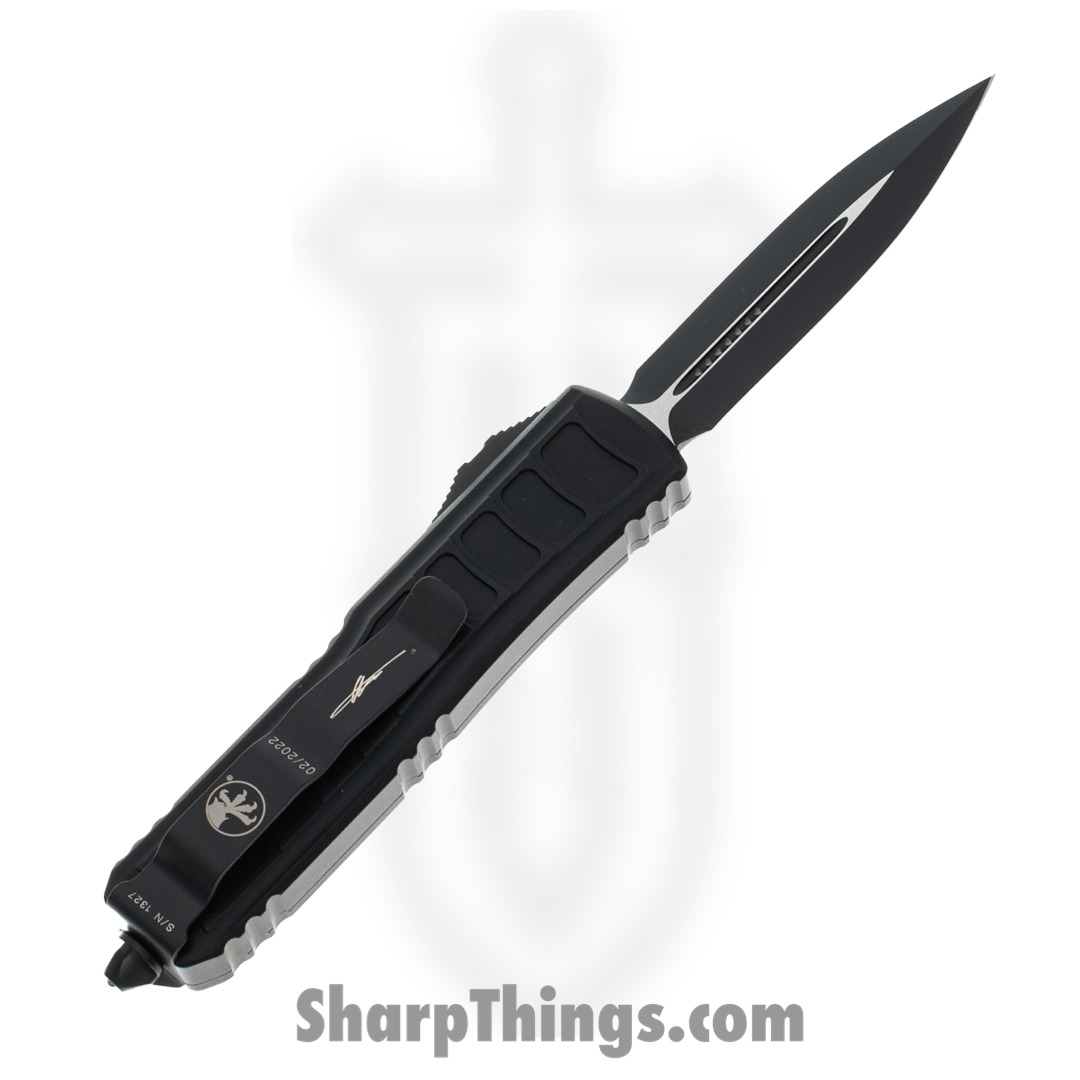 Microtech - 232II-1TS - UTX-85 II Signature Series - OTF Auto - Elmax, M390, 204P Coated Dagger - 6061-T6 Aluminum - Black - Image 2
