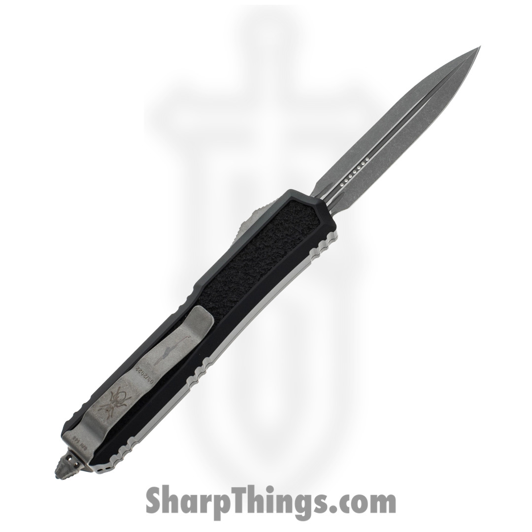 Microtech - 206-10APS - Makora Signature Series - OTF Auto - Elmax, M390, 204P Apocalyptic Dagger - Aluminum/Traction Inlay - Black - Image 2