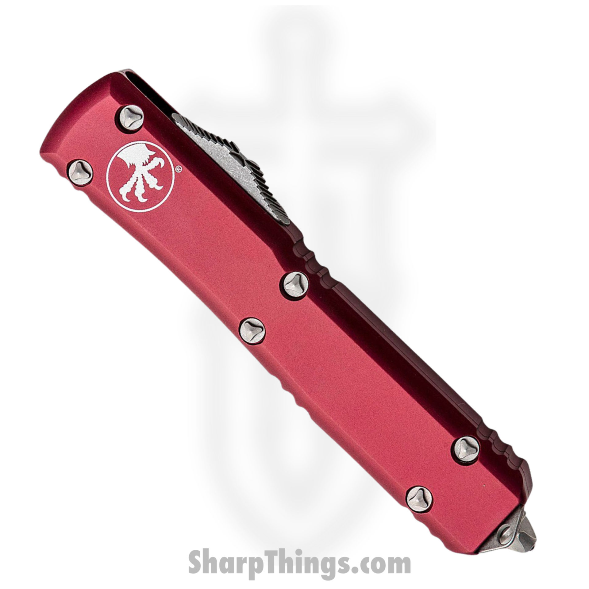 Microtech - 121-10MR - Ultratech - OTF Auto - Elmax, M390, 204P Stonewash Drop Point - 6061-T6 Aluminum - Merlot - Image 2