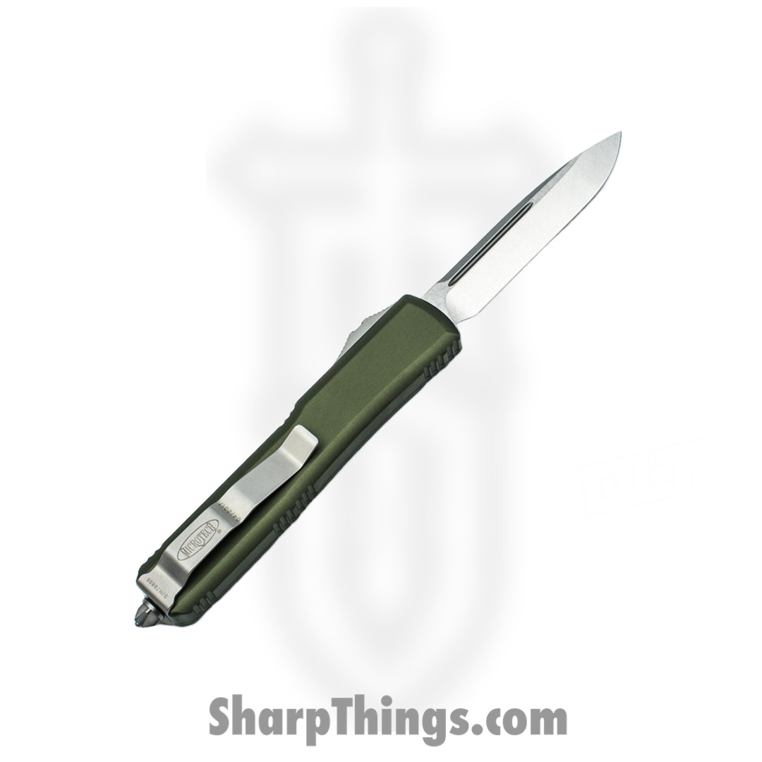 Microtech - 121-10OD - Ultratech - OTF Auto - Elmax, M390, 204P Stonewash Drop Point - 6061-T6 Aluminum - OD Green - Image 2