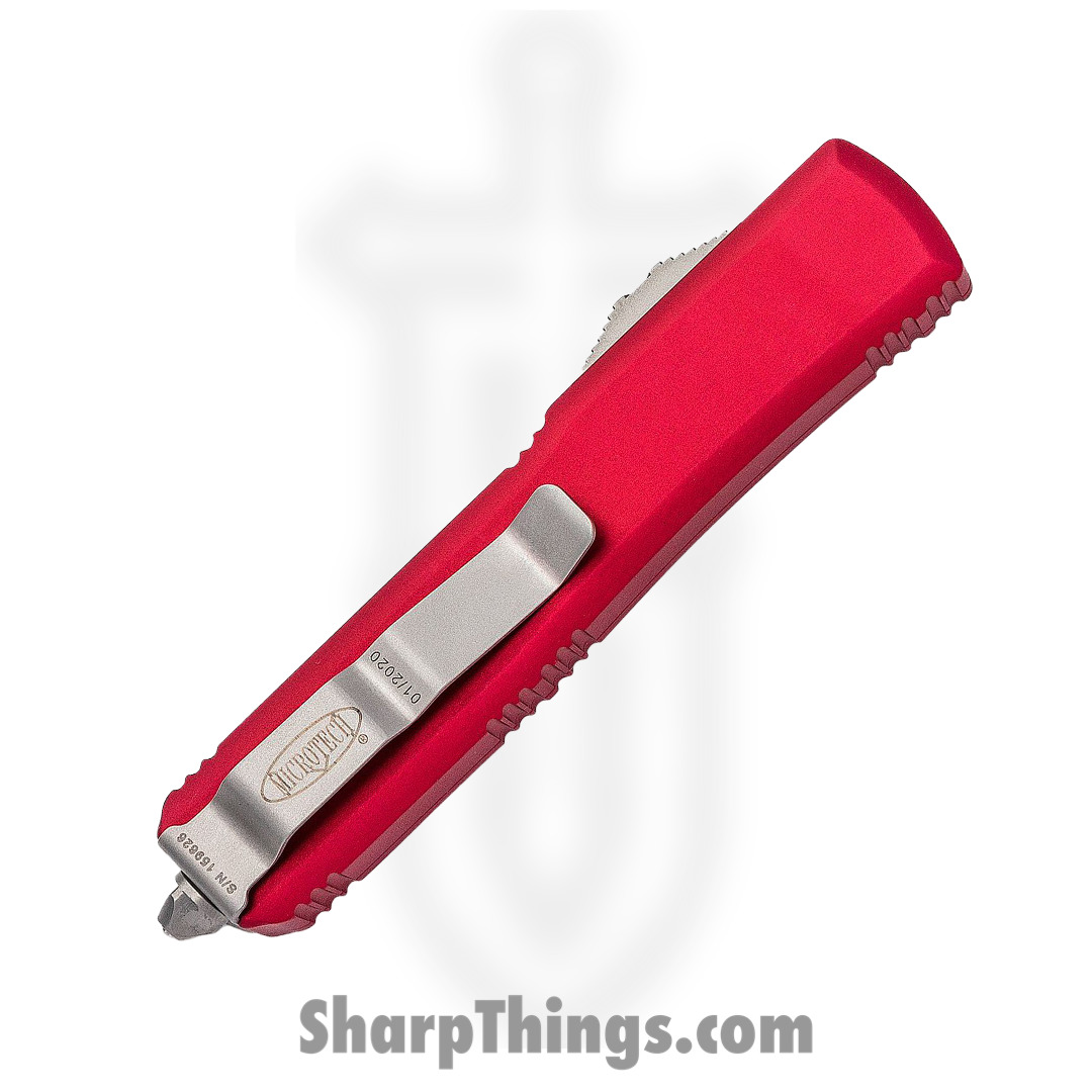 Microtech - 121-10RD - Ultratech OTF S/E Automatic Stonewash Drop Point Knife - 6061-T6 Aluminum - Red - Image 3