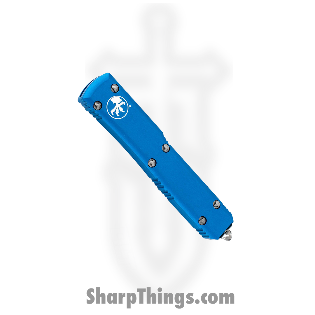Microtech - 121-4BL - Ultratech OTF S/E Automatic Satin Drop Point Knife - 6061-T6 Aluminum - Blue - Image 3