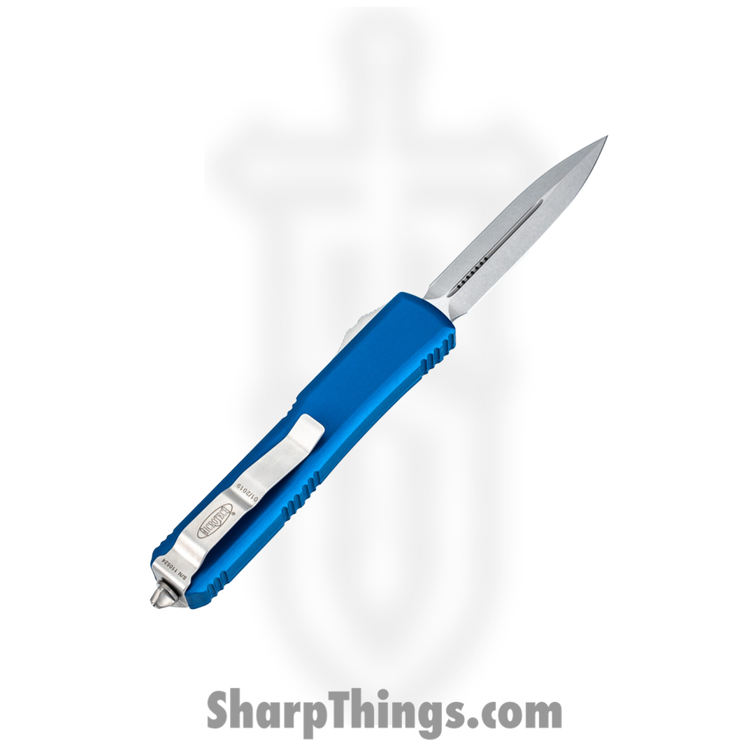 Microtech - 122-10BL - Ultratech - OTF Auto - Elmax, M390, 204P Stonewash Dagger - 6061-T6 Aluminum - Blue - Image 2