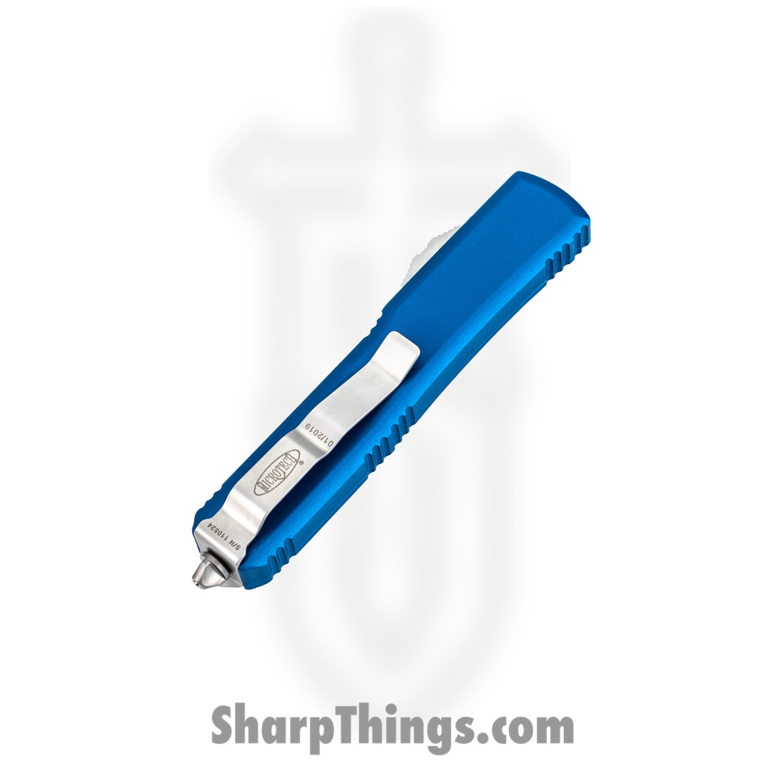 Microtech - 122-10BL - Ultratech - OTF Auto - Elmax, M390, 204P Stonewash Dagger - 6061-T6 Aluminum - Blue - Image 4