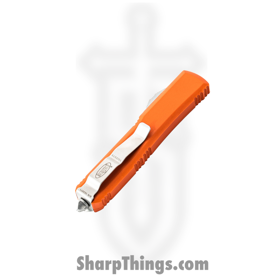 Microtech - 122-4OR - Ultratech - OTF Auto - Elmax, M390, 204P Satin Dagger - 6061-T6 Aluminum - Orange - Image 4