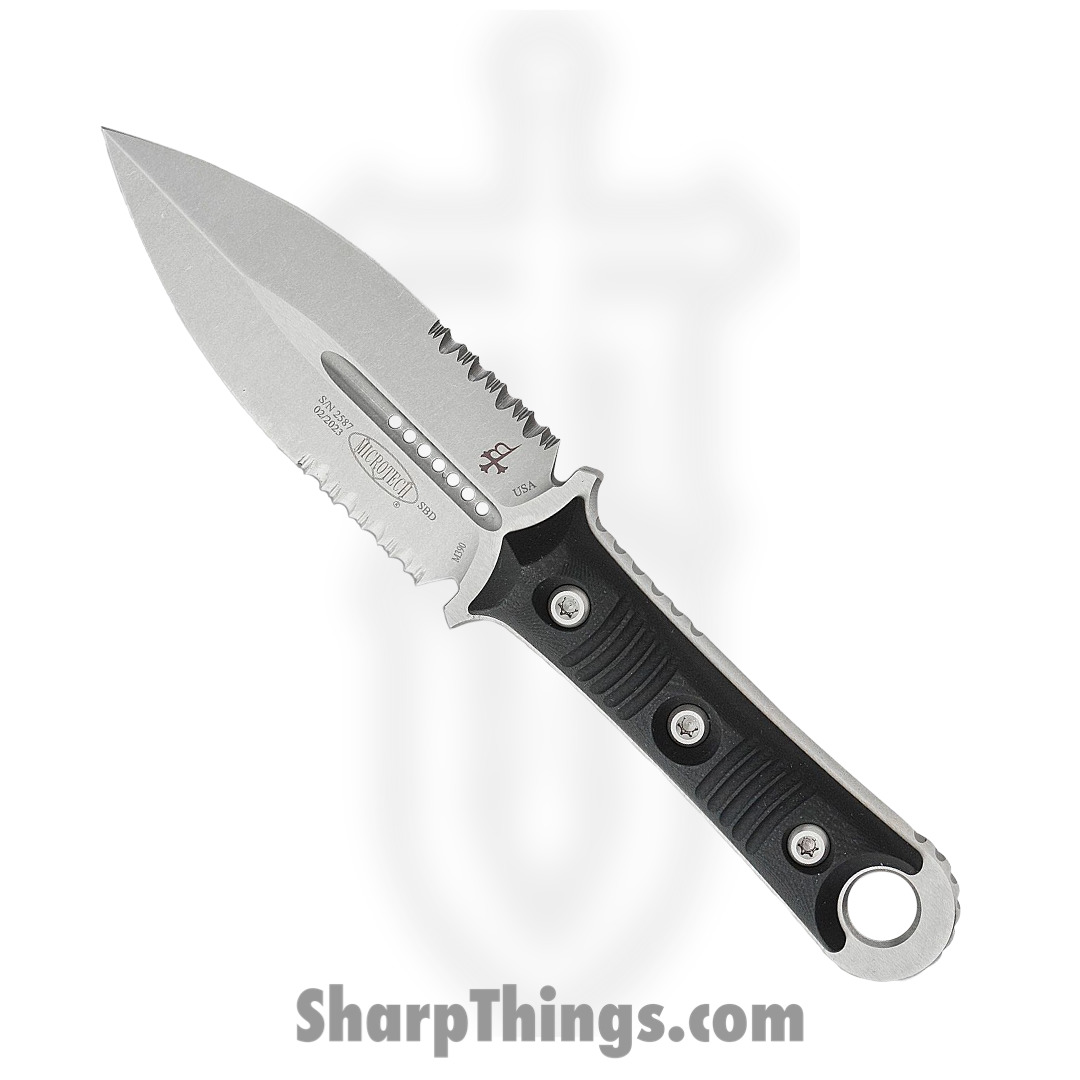 Microtech - 201-11 - SBD - Fixed Blade Knife - M390 Stonewash Dagger - G10 - Black