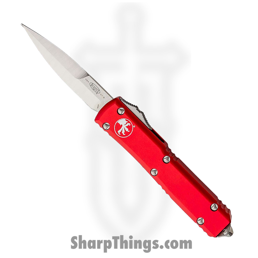 Microtech - 120-4RD - Ultratech - OTF Auto - M390 Satin Bayonet - 6061-T6 Aluminum - Red