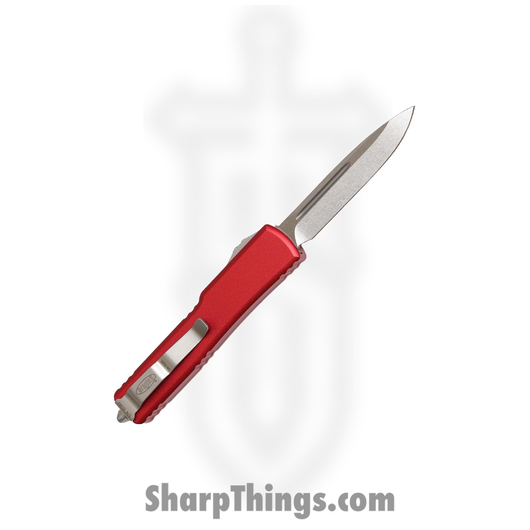 Microtech - 148-10RD - UTX-70 - OTF Auto - Elmax, M390, 204P Stonewash Drop Point - 6061-T6 Aluminum - Red - Image 2