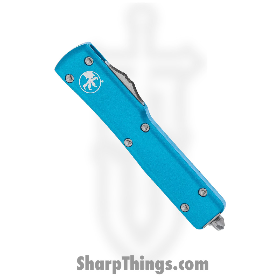 Microtech - 148-10TQ - UTX-70 - OTF Auto - Elmax Stonewash Drop Point - 6061-T6 Aluminum - Turquoise - Image 2