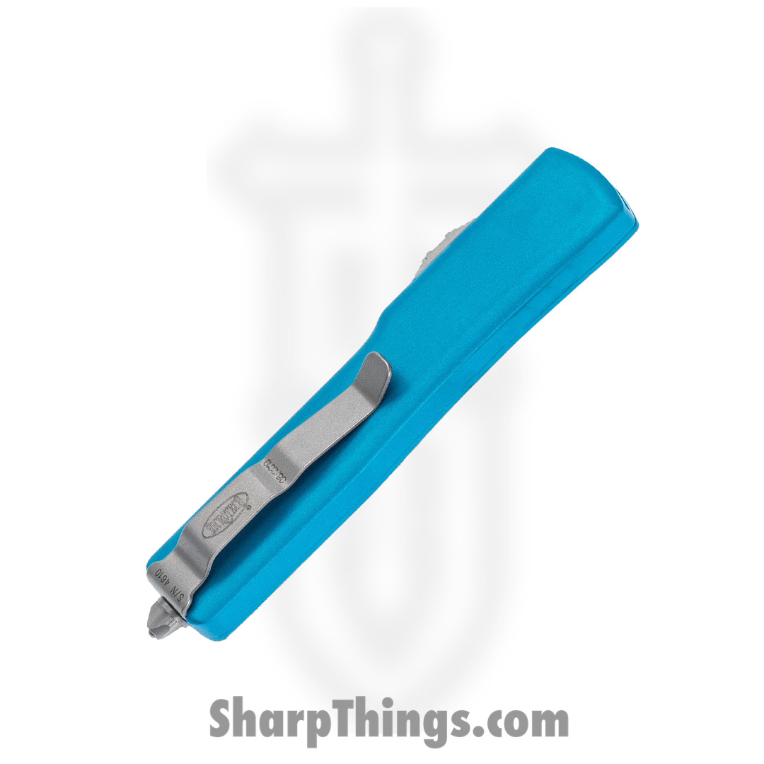 Microtech - 148-10TQ - UTX-70 - OTF Auto - Elmax Stonewash Drop Point - 6061-T6 Aluminum - Turquoise - Image 3