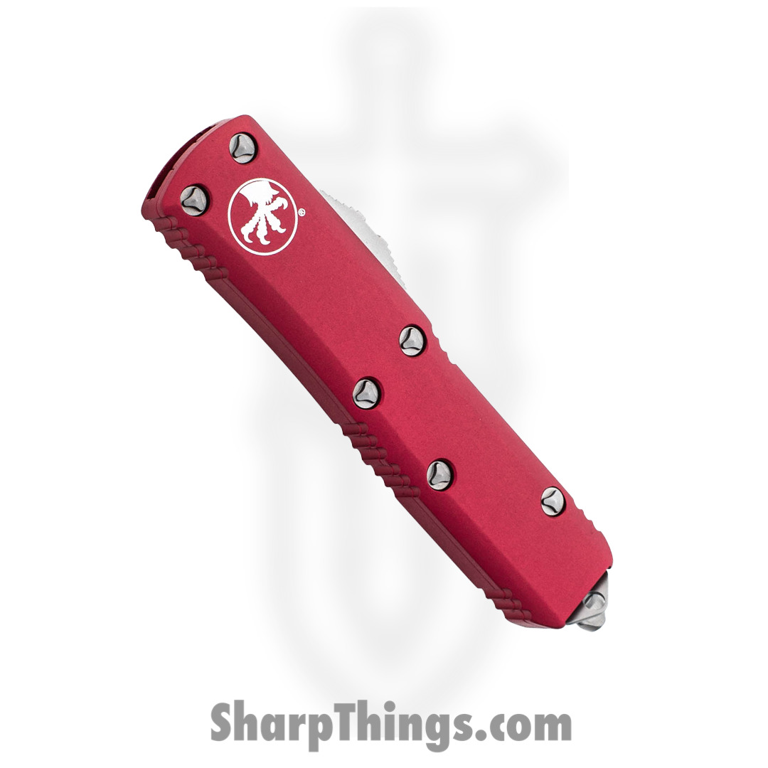 Microtech - 232-10RD - UTX-85 - OTF Auto - Elmax, M390, 204P Stonewash Dagger - 6061-T6 Aluminum - Red - Image 3