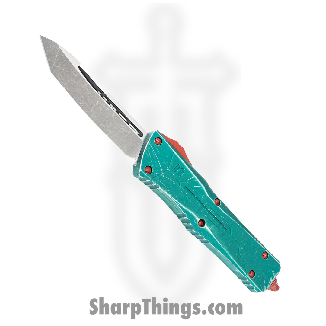 Microtech - 144-10BH - Combat Troodon Bounty Hunter - OTF Auto - Elmax, M390, 204P Apocalyptic Tanto - 6061-T6 Aluminum - Green/Red/Yellow
