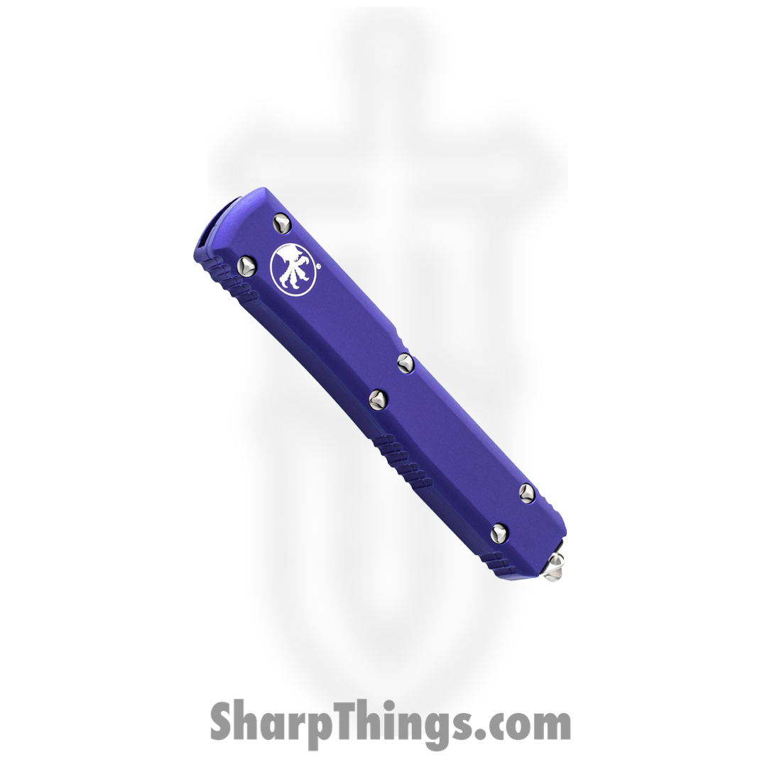 Microtech - 122-10PU - Ultratech - OTF Auto - Elmax, M390, 204P Stonewash Dagger - 6061-T6 Aluminum - Purple - Image 3