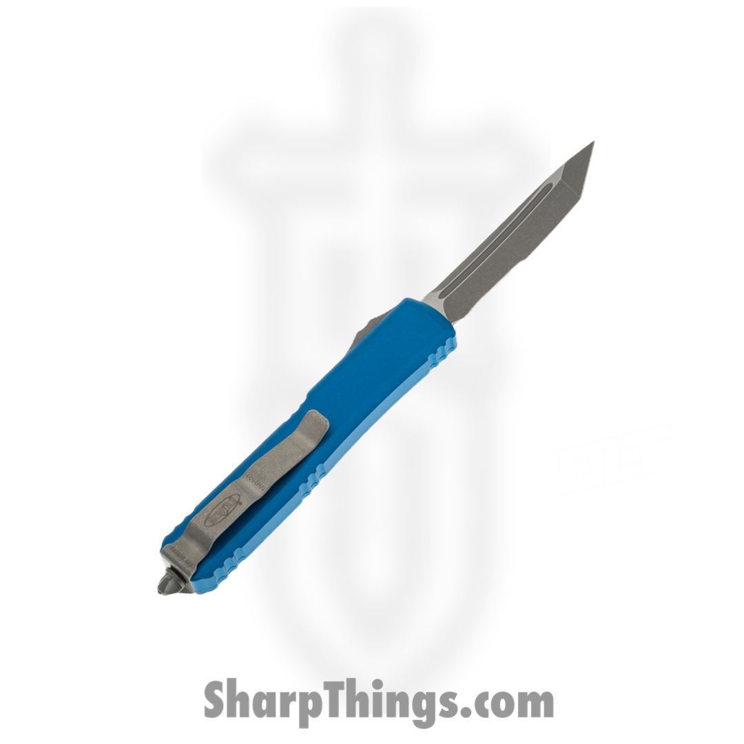 Microtech - 123-11APBL - Ultratech - OTF Auto - Elmax, M390, 204P Apocalyptic Tanto - 6061-T6 Aluminum - Blue - Image 2