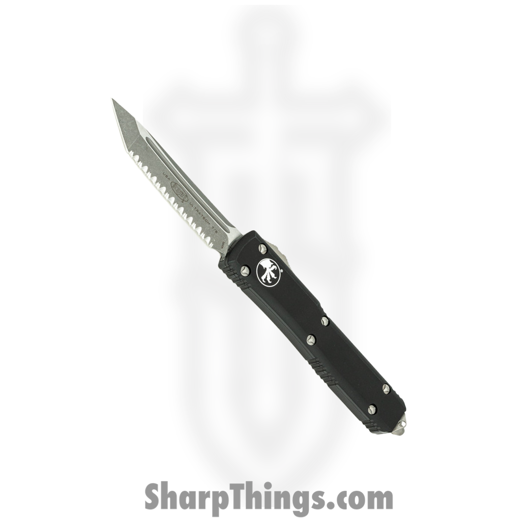 Microtech - 123-12AP - Ultratech - OTF Auto - Elmax, M390, 204P Apocalyptic Tanto - 6061-T6 Aluminum - Black