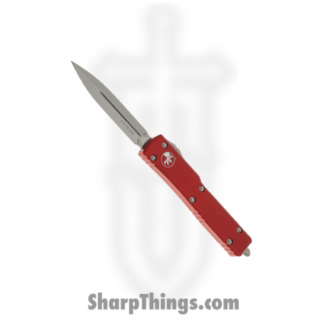 Microtech – 147-10RD – UTX-70 – OTF Auto – Elmax, M390, 204P Stonewash Dagger – 6061-T6 Aluminum – Red