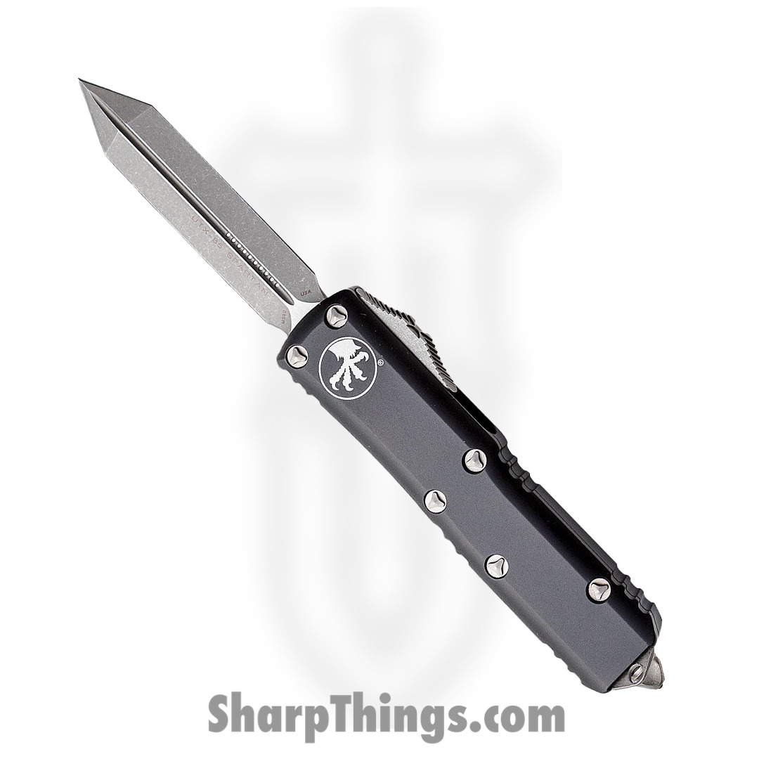 Microtech - 230-10AP - UTX-85 - OTF Auto - Elmax, M390, 204P Apocalyptic Spartan - 6061-T6 Aluminum - Black