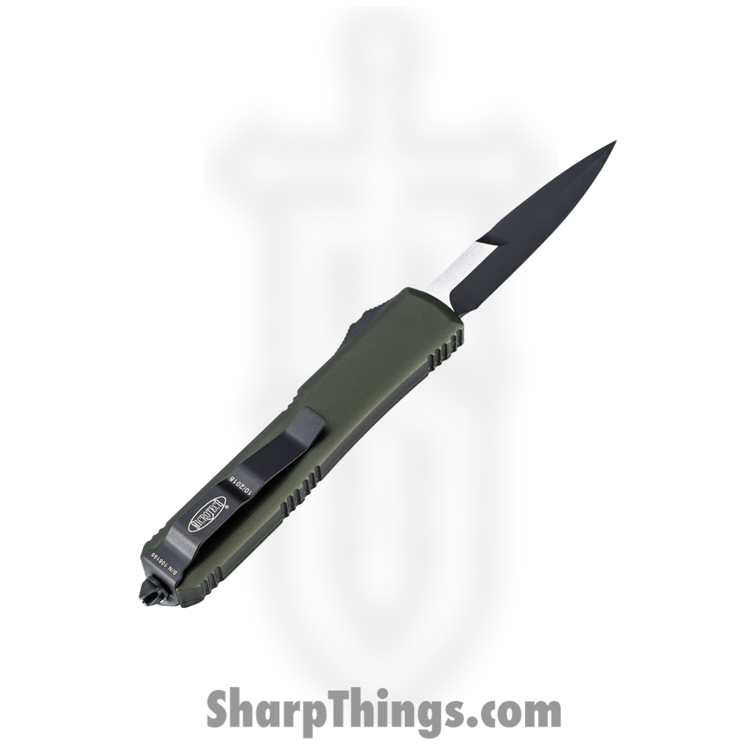 Microtech - 120-1OD - Ultratech - OTF Auto - Elmax, M390, 204P Two Tone Bayonet - 6061-T6 Aluminum - OD Green - Image 2