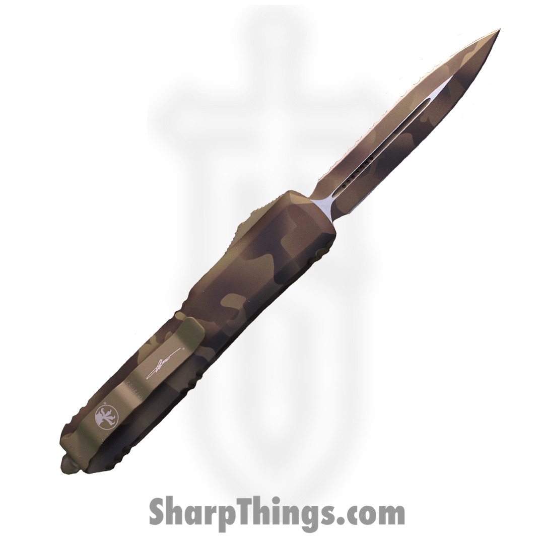 Microtech - 122-3CCS - Ultratech - OTF Auto - Elmax, M390, 204P Coated Dagger - 6061-T6 Aluminum - Coyote Camo - Image 2