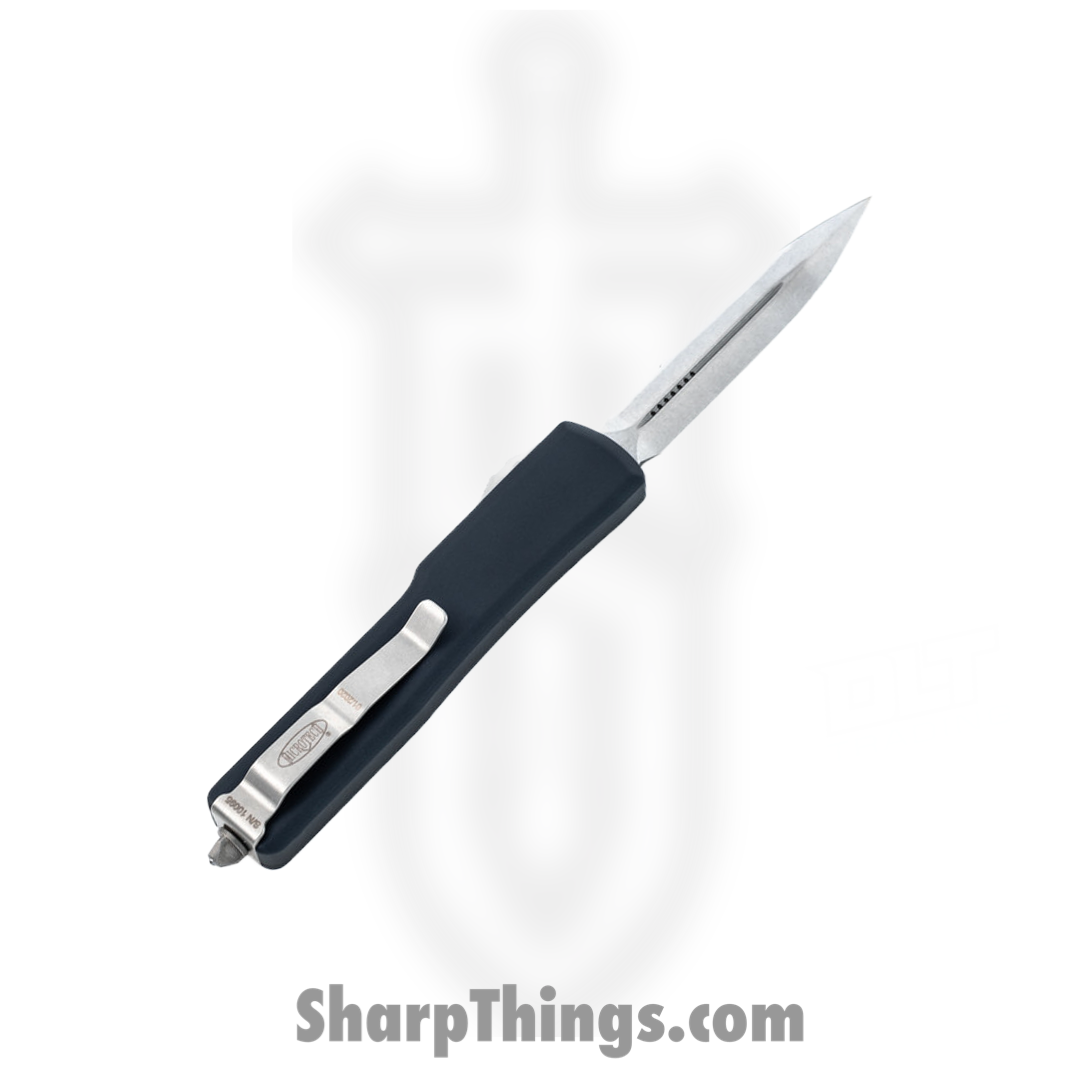 Microtech - 147-12 - UTX-70 - OTF Auto - Elmax, M390, 204P Stonewash Dagger - 6061-T6 Aluminum - Black - Image 2
