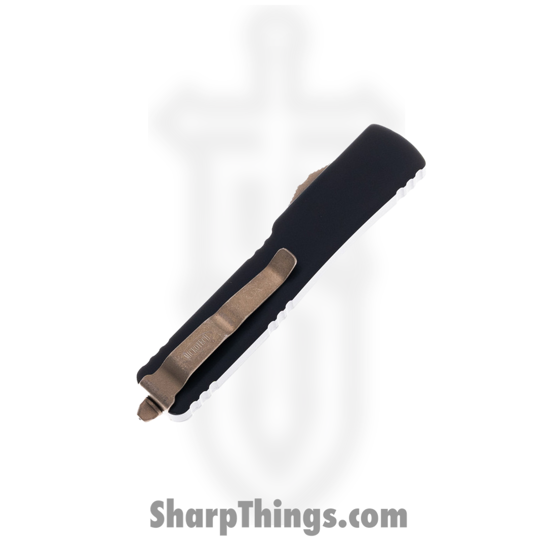 Microtech - 147-13AP - UTX-70 - OTF Auto - Elmax, M390, 204P Bronze Apocalyptic Dagger - 6061-T6 Aluminum - Black - Image 4