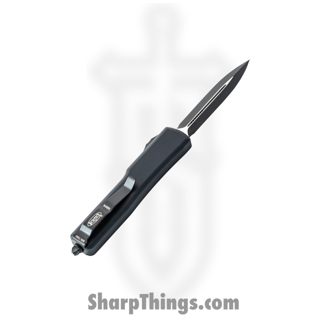 Microtech - 147-1T - UTX-70 - OTF Auto - Elmax, M390, 204P Coated Dagger - 6061-T6 Aluminum - Black - Image 2