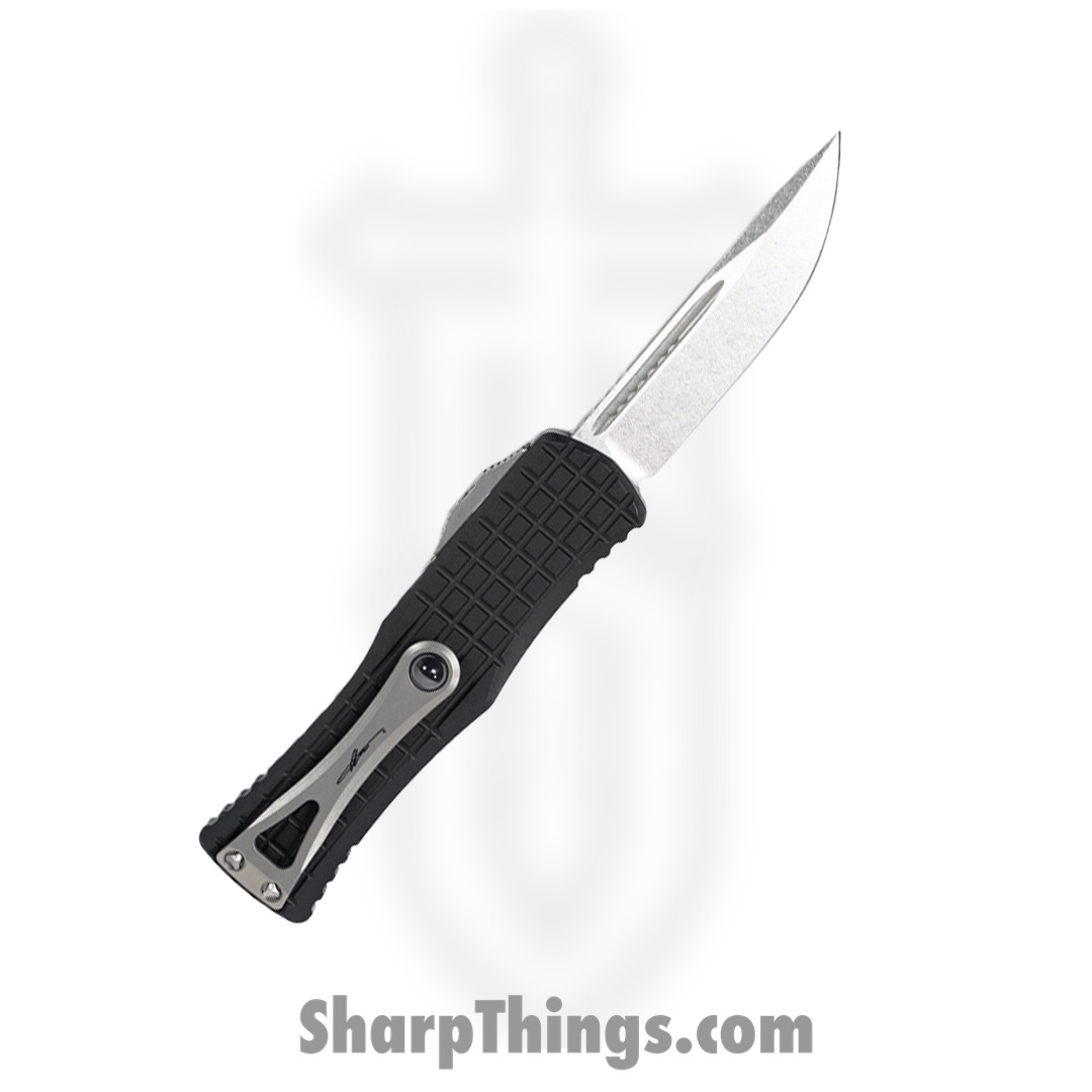 Microtech - 703-1TFRS - Hera Tactical Signature Series - OTF Auto - Elmax, M390, 204P Coated Drop Point - 6061-T6 Aluminum/Frag - Black - Image 2