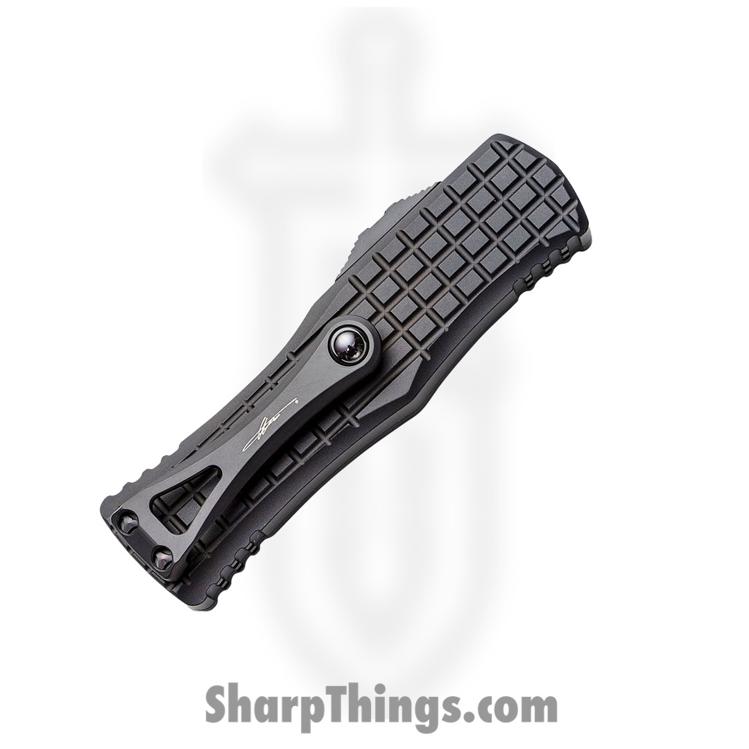 Microtech - 703-1TFRS - Hera Tactical Signature Series - OTF Auto - Elmax, M390, 204P Coated Drop Point - 6061-T6 Aluminum/Frag - Black - Image 4