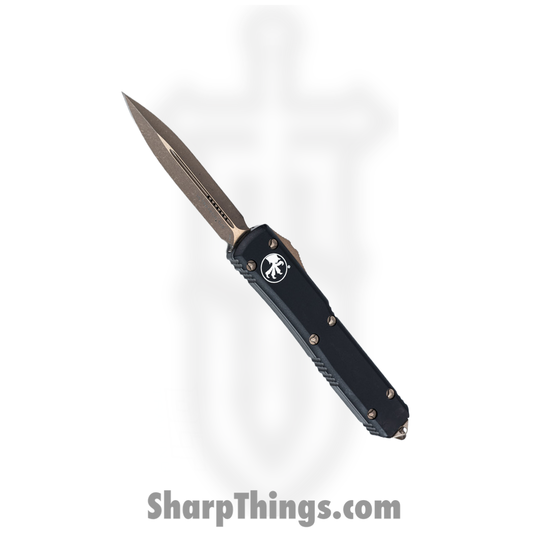 Microtech - 122-13AP - Ultratech - OTF Auto - Elmax, M390, 204P Bronze Apocalyptic Dagger - 6061-T6 Aluminum - Black