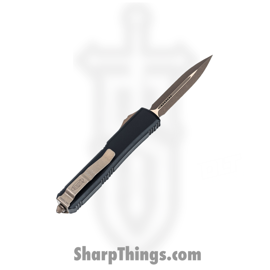 Microtech - 122-13AP - Ultratech - OTF Auto - Elmax, M390, 204P Bronze Apocalyptic Dagger - 6061-T6 Aluminum - Black - Image 2