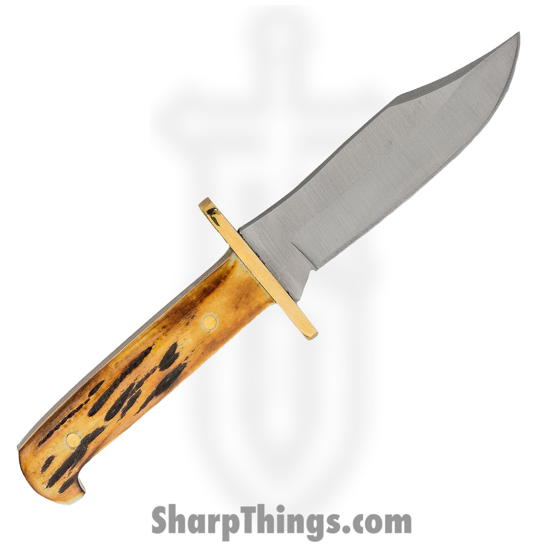 Bear & Son - BC50012 - Baby Bowie - Fixed Blade Knife - 440 SS Satin Clip Point - India Stag Bone - Black Brown - Image 2