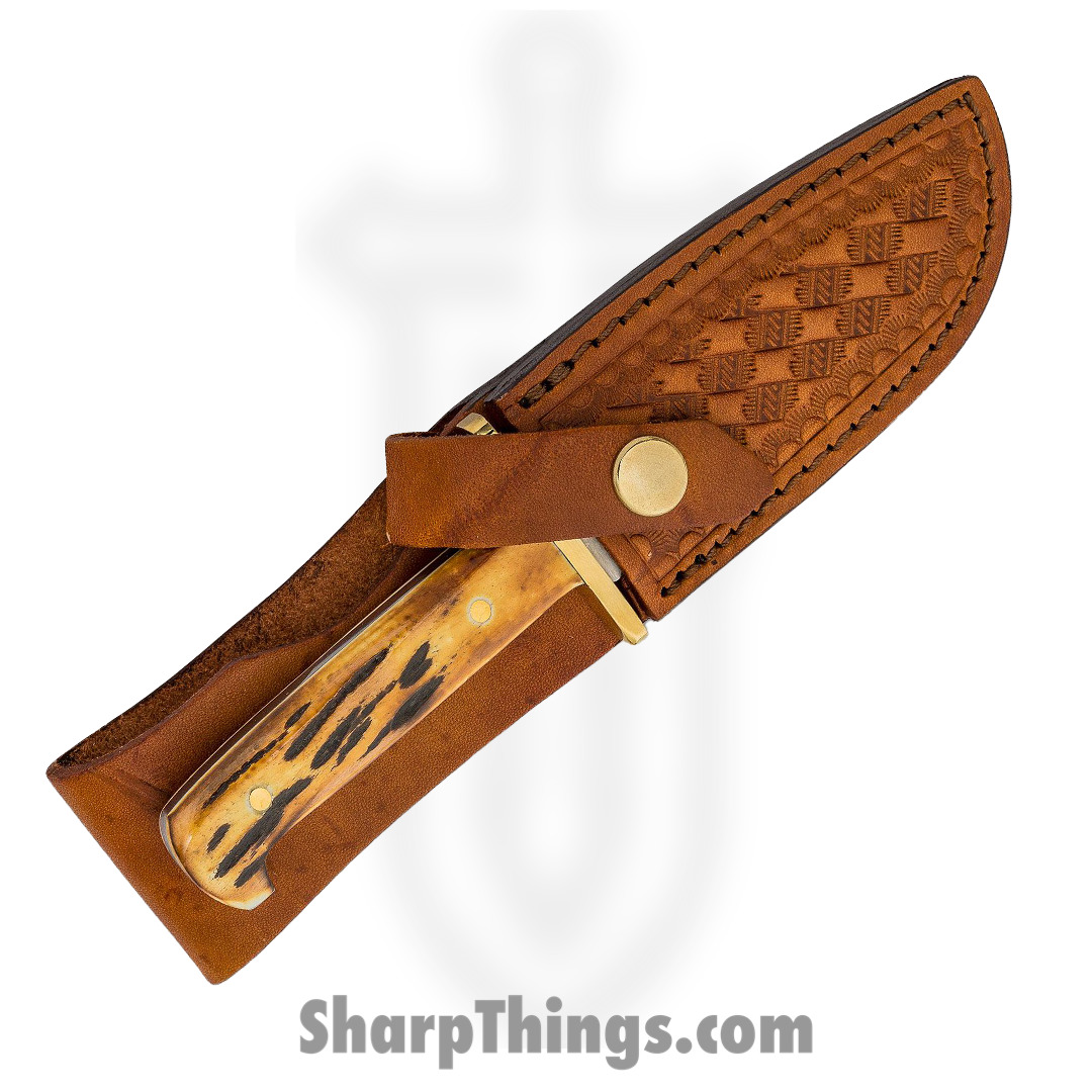 Bear & Son - BC50012 - Baby Bowie - Fixed Blade Knife - 440 SS Satin Clip Point - India Stag Bone - Black Brown - Image 3