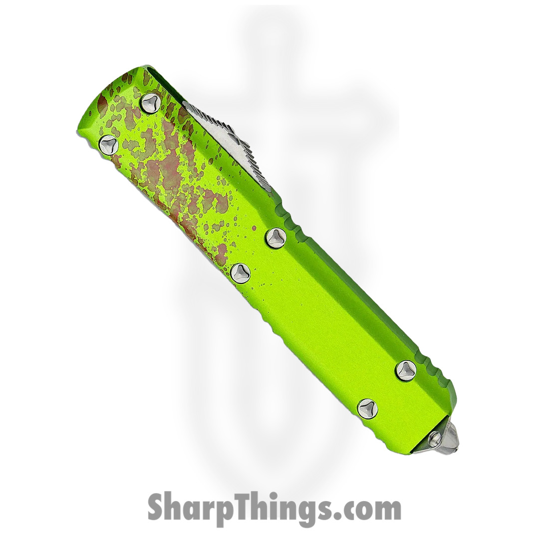 Microtech - 122-10Z - Ultratech Signature Series Zombie Tech - OTF Auto - Elmax, M390, 204P Stonewash Dagger - 6061-T6 Aluminum - Green/Red - Image 3