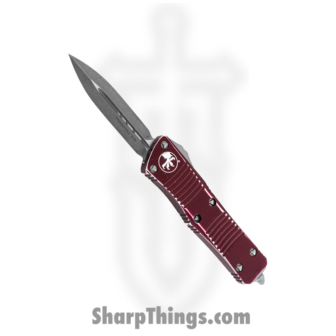 Microtech - 138-10DMR - Combat Troodon - OTF Auto - Elmax, M390, 204P Apocalyptic Dagger - 6061-T6 Aluminum - Distressed Merlot