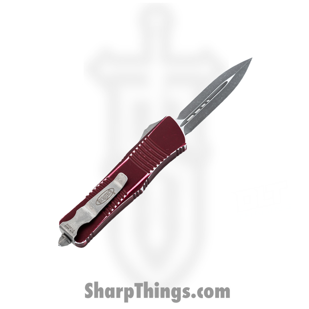 Microtech - 138-10DMR - Combat Troodon - OTF Auto - Elmax, M390, 204P Apocalyptic Dagger - 6061-T6 Aluminum - Distressed Merlot - Image 2