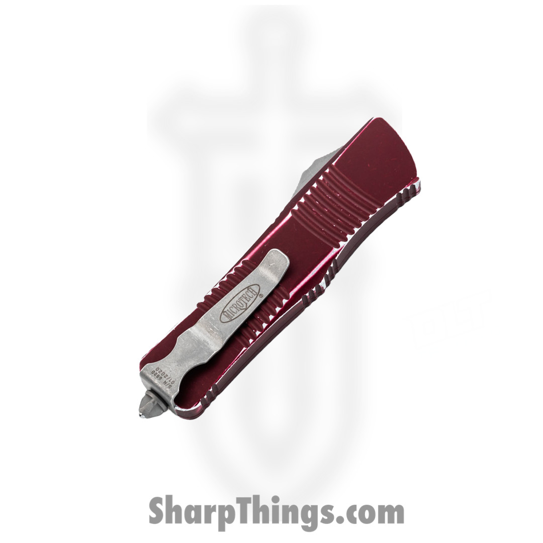 Microtech - 138-10DMR - Combat Troodon - OTF Auto - Elmax, M390, 204P Apocalyptic Dagger - 6061-T6 Aluminum - Distressed Merlot - Image 4