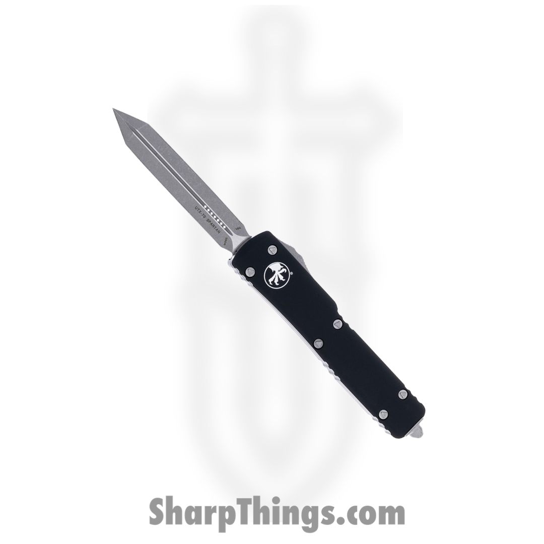 Microtech - 249-10AP - UTX-70 - OTF Auto - Elmax, M390, 204P Apocalyptic Spartan - 6061-T6 Aluminum - Black