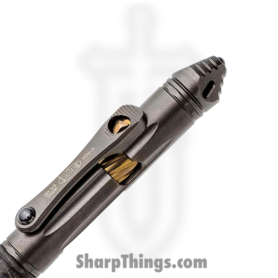 Microtech - 403M-TI-SPTRI - Kyroh Mini Shot Peened Bolt Action Titanium Pen - Tritium Cap Insert - Image 2