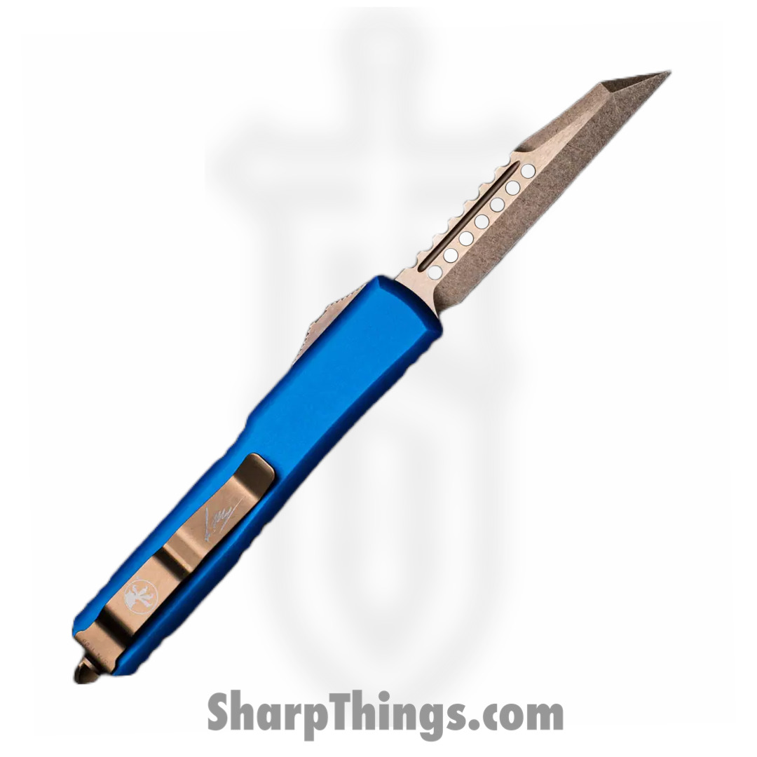Microtech - 119W-13BLS - Ultratech Signature Series - OTF Auto - Elmax, M390, 204P Bronze Warhound - 6061-T6 Aluminum - Blue - Image 2