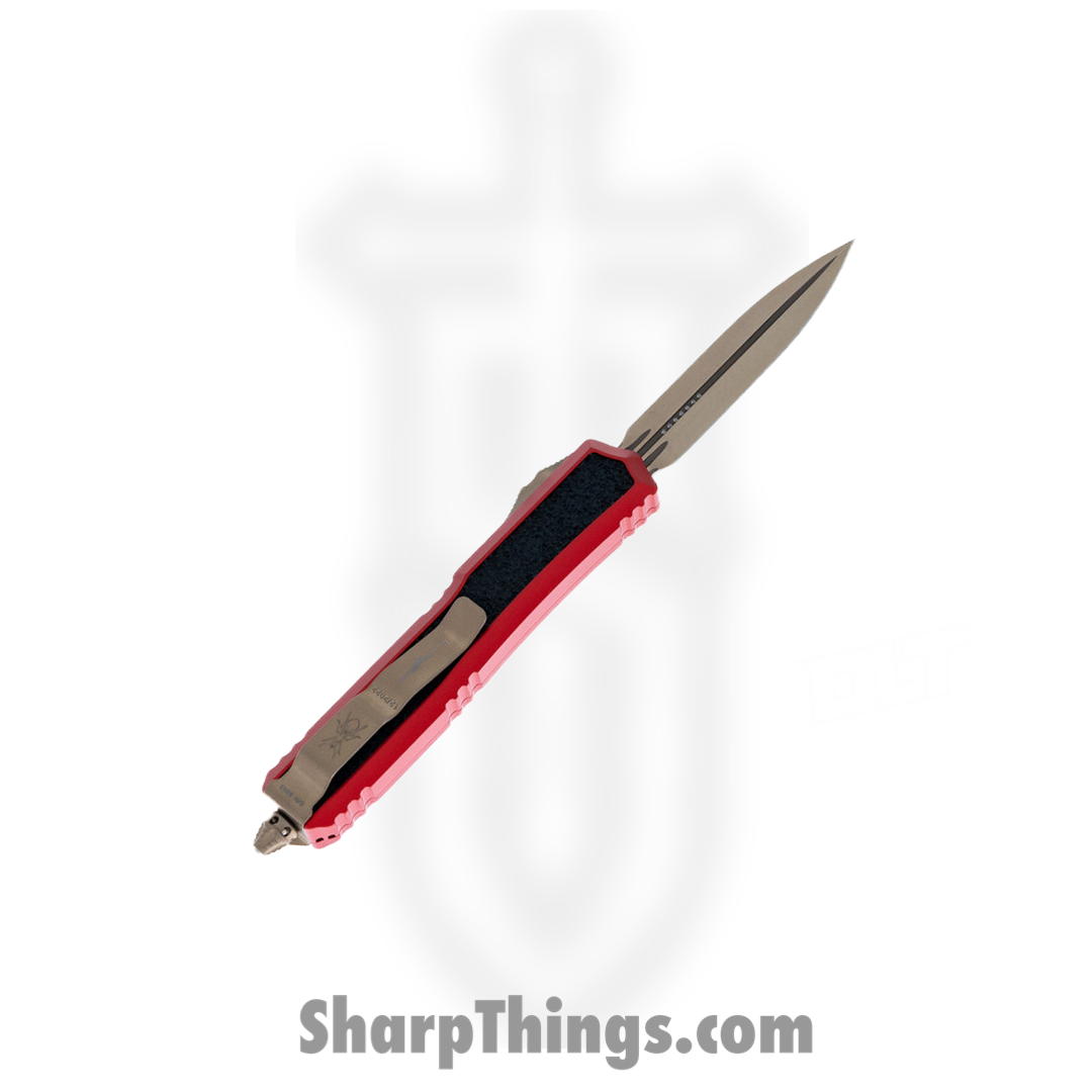 Microtech - 206-13RDS - Makora Signature Series - OTF Auto - Elmax, M390, 204P Bronze Dagger - 6061-T6 Aluminum/Traction Inlay - Red/Black - Image 2