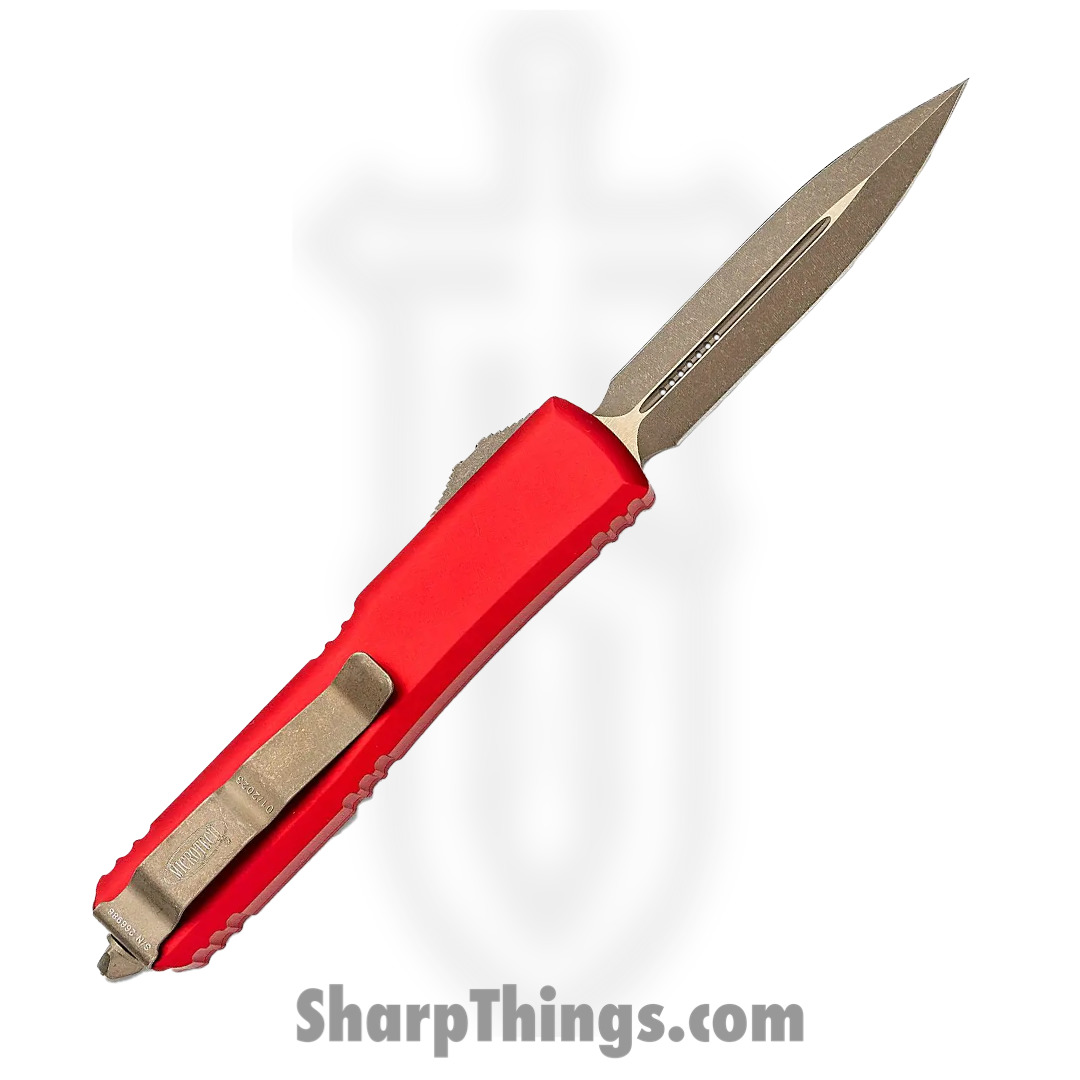 Microtech - 122-13APRD - Ultratech - OTF Auto - Elmax, M390, 204P Bronze Dagger - 6061-T6 Aluminum - Red - Image 2