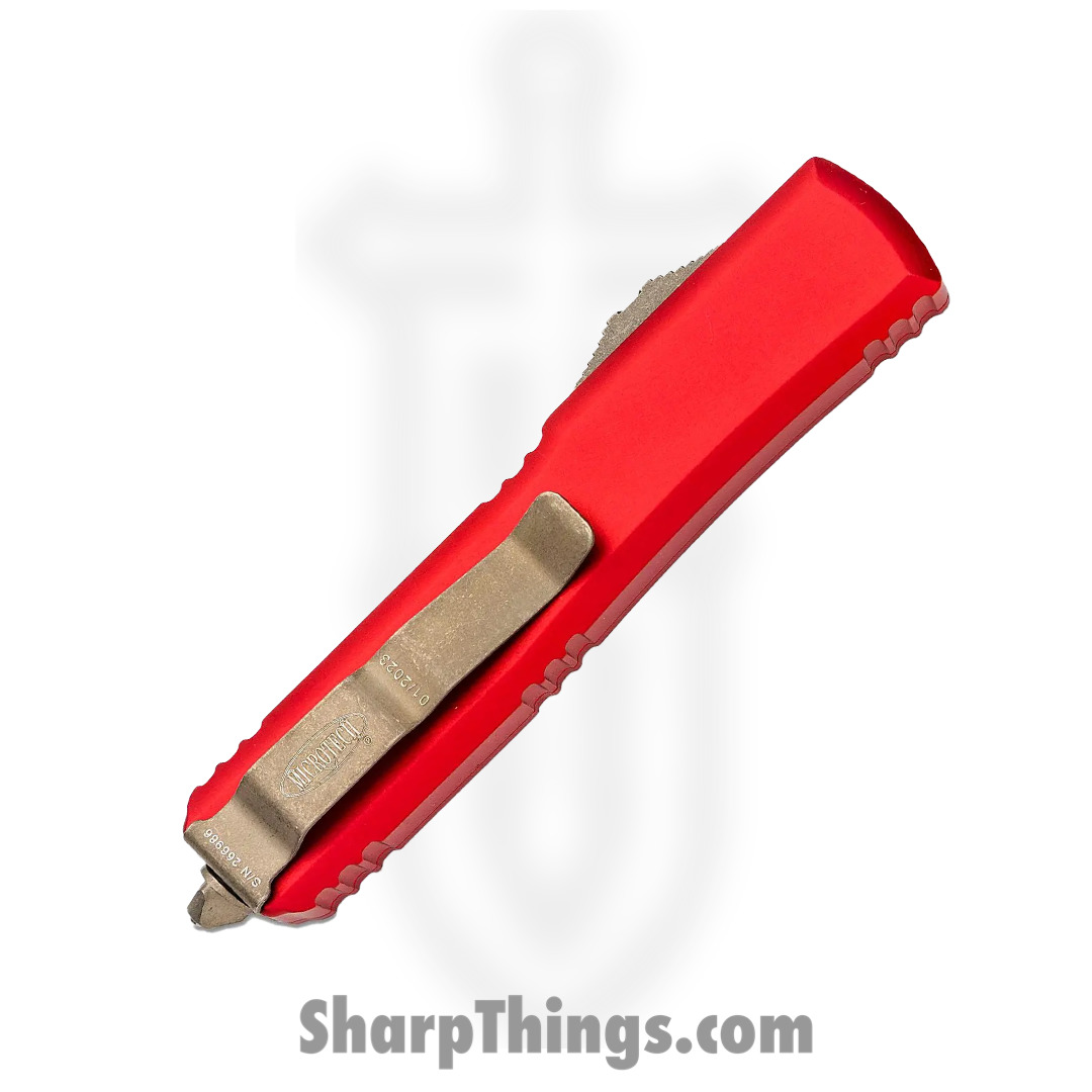Microtech - 122-13APRD - Ultratech - OTF Auto - Elmax, M390, 204P Bronze Dagger - 6061-T6 Aluminum - Red - Image 4