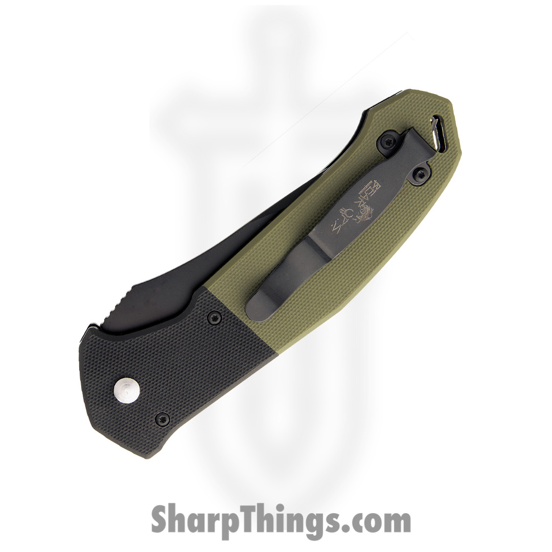 Bear & Son - BCAC500B4B - Bold Action V Automatic Button Lock Tanto Knife - 14C28N G10 - Black and Green - Image 3